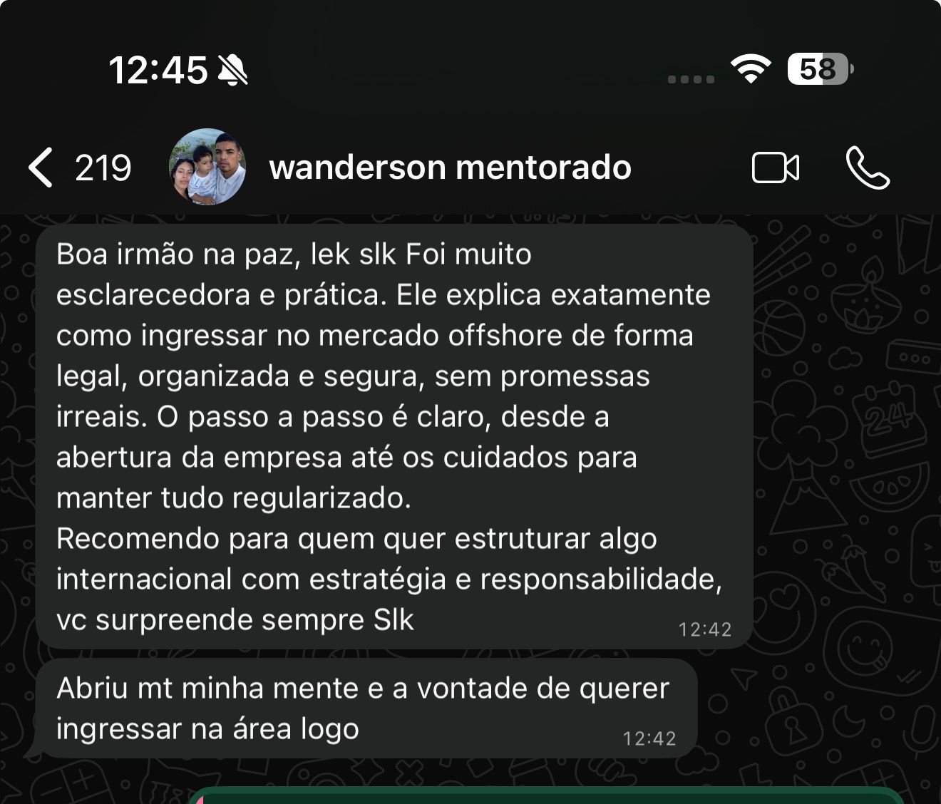 Depoimento de Wanderson - mentoria esclarecedora